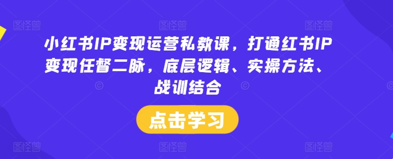 小红书IP变现运营私教课，打通红书IP变现任督二脉，底层逻辑、实操方法、战训结合 - 识享社-识享社