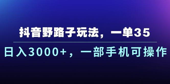抖音野路子玩法，一单35.日入3000+，一部手机可操作 - 识享社-识享社