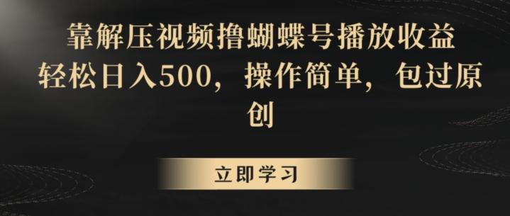 靠解压视频撸蝴蝶号播放收益，轻松日入500，操作简单，包过原创【揭秘】 - 识享社-识享社