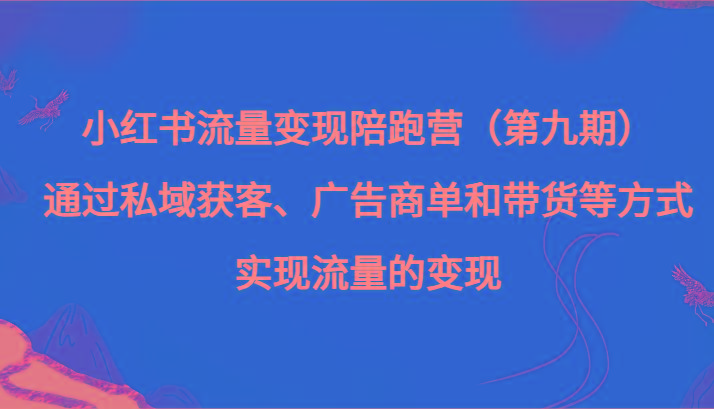 小红书流量变现陪跑营（第九期）通过私域获客、广告商单和带货等方式实现流量变现 - 识享社-识享社