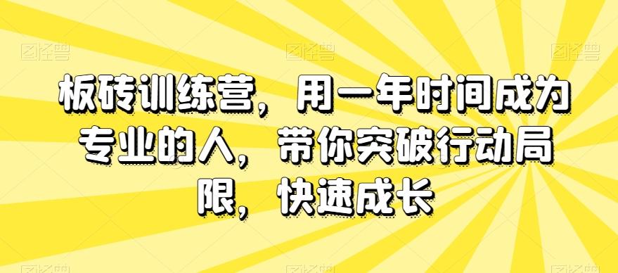 板砖训练营，用一年时间成为专业的人，带你突破行动局限，快速成长 - 识享社-识享社