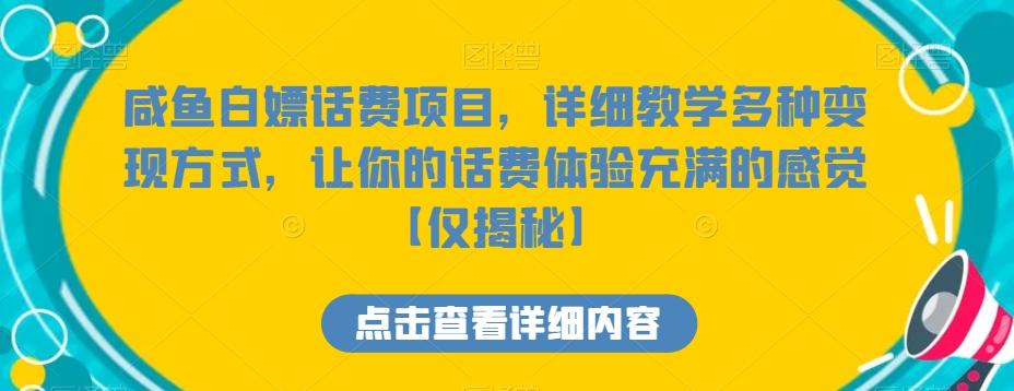 咸鱼白嫖话费项目，详细教学多种变现方式，让你的话费体验充满的感觉【仅揭秘】 - 识享社-识享社