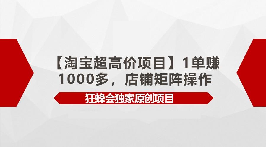 【淘宝超高价项目】1单赚1000多,店铺矩阵操作-识享社
