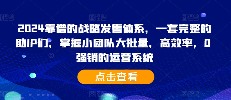 2024靠谱的战略发售体系,一套完整的助IP们,掌握小团队大批量,高效率,0 强销的运营系统-识享社