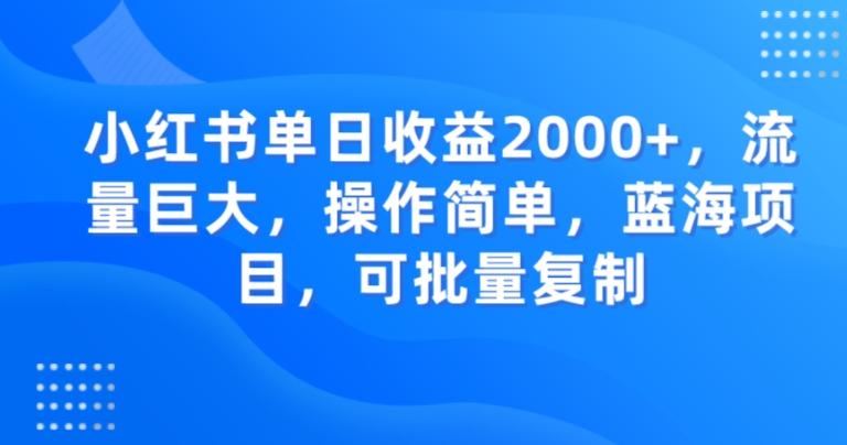 小红书单日收益2000+，流量巨大，操作简单，蓝海项目，可批量操作 - 识享社-识享社