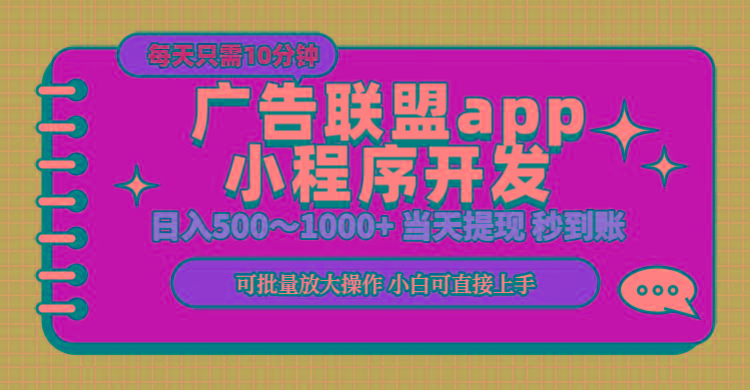 小程序开发 广告赚钱 日入500~1000+ 小白轻松上手！-识享社