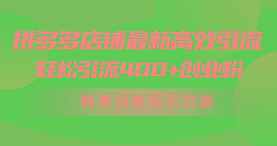 (10041期)拼多多店铺最新高效引流术，轻松引流400+创业粉，精准日变现五位数！ - 识享社-识享社
