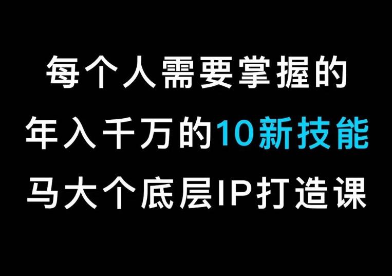 马大个的IP底层逻辑课，​每个人需要掌握的年入千万的10新技能，约会底层IP打造方法！ - 识享社-识享社
