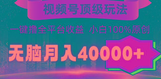 (9281期)视频号顶级玩法,无脑月入40000+,一键撸全平台收益,纯小白也能100%原创-识享社