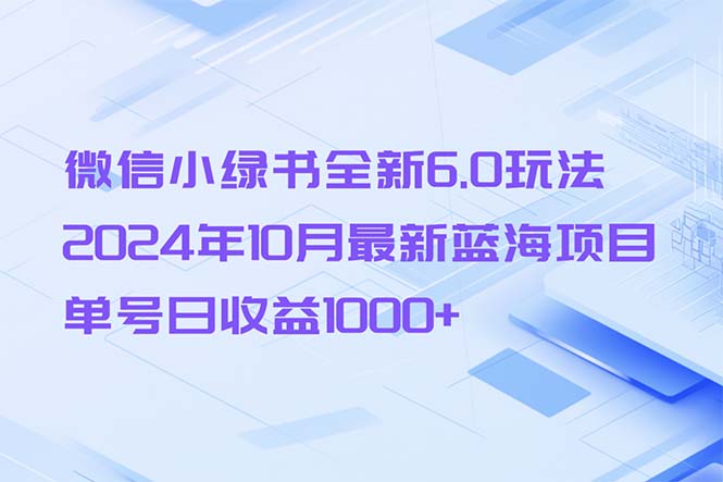 微信小绿书全新6.0玩法，2024年10月最新蓝海项目，单号日收益1000+ - 识享社-识享社