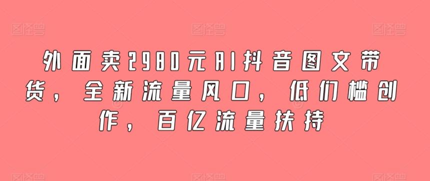 外面卖2980元AI抖音图文带货，全新流量风口，低们槛创作，百亿流量扶持 - 识享社-识享社