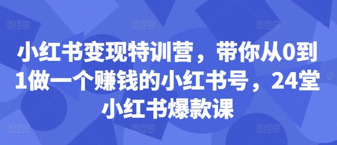 小红书变现特训营，带你从0到1做一个赚钱的小红书号，24堂小红书爆款课-识享社