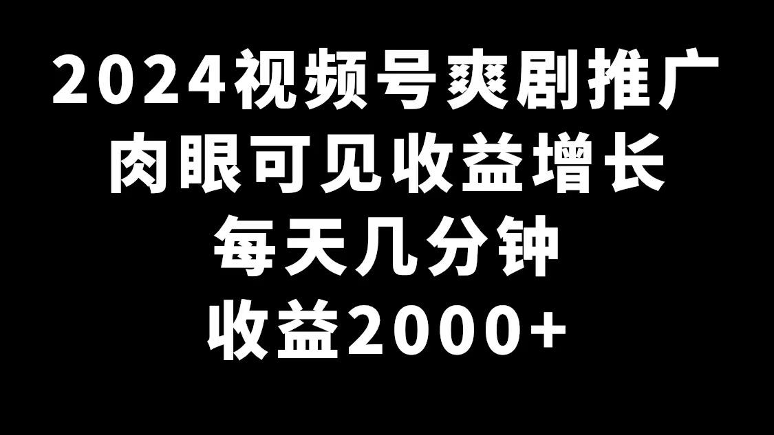 2024视频号爽剧推广，肉眼可见的收益增长，每天几分钟收益2000+ - 识享社-识享社