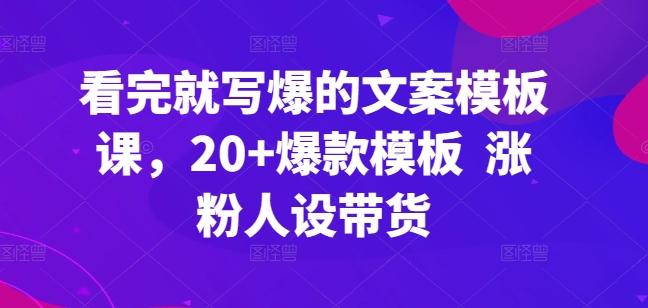 看完就写爆的文案模板课，20+爆款模板 涨粉人设带货 - 识享社-识享社