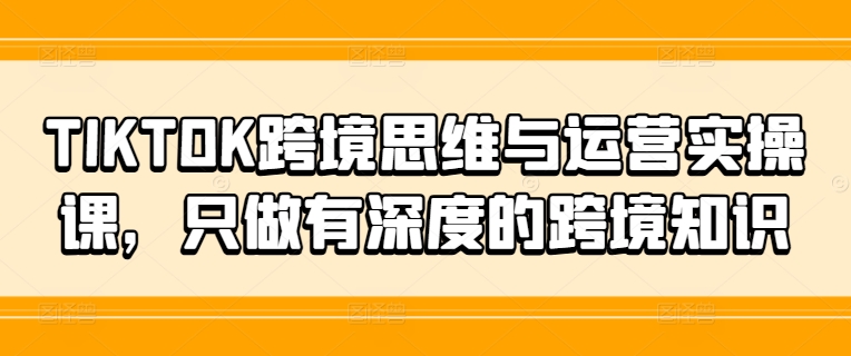 TIKTOK跨境思维与运营实操课，只做有深度的跨境知识 - 识享社-识享社