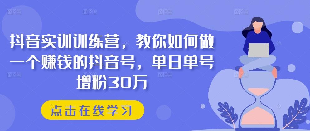 抖音实训训练营，教你如何做一个赚钱的抖音号，单日单号增粉30万 - 识享社-识享社