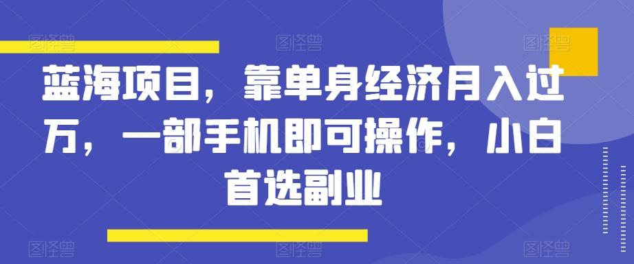 蓝海项目，靠单身经济月入过万，一部手机即可操作，小白首选副业【揭秘】 - 识享社-识享社