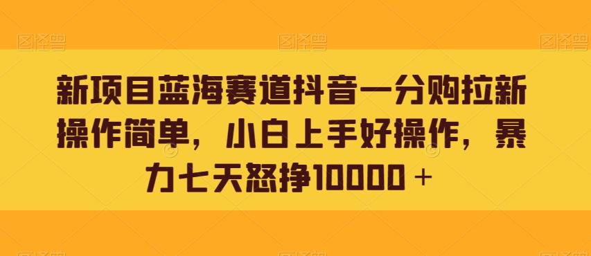 新项目蓝海赛道抖音一分购拉新操作简单，小白上手好操作，暴力七天怒挣10000＋ - 识享社-识享社