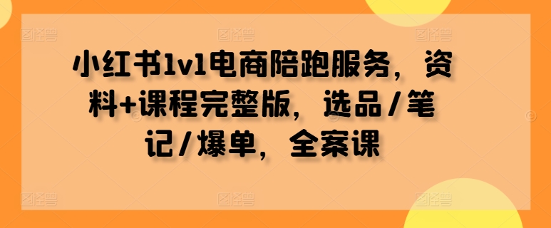 小红书1v1电商陪跑服务，资料+课程完整版，选品/笔记/爆单，全案课 - 识享社-识享社