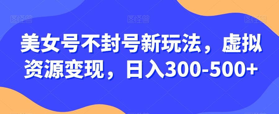 美女号不封号新玩法，虚拟资源变现，日入300-500+ - 识享社-识享社