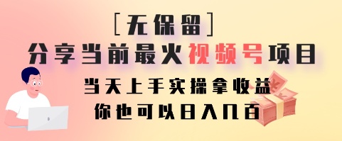 无保留分享当前最火视频号项目，当天上手实操拿收益，你也可以日入几百 - 识享社-识享社