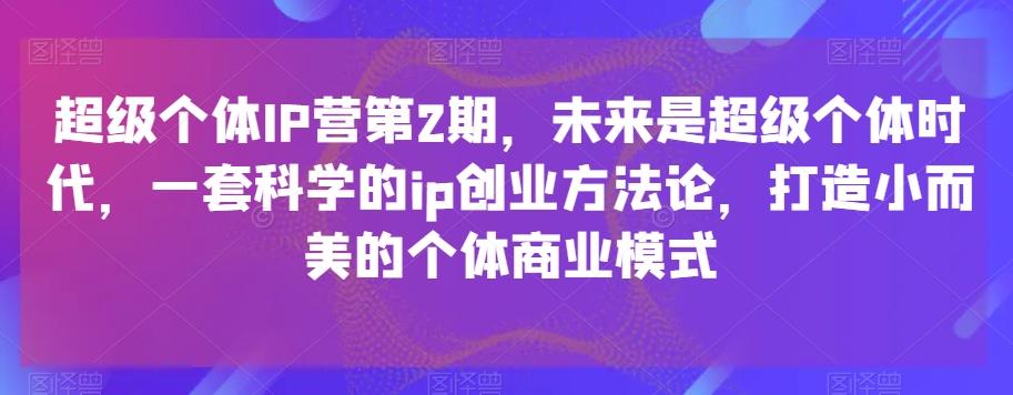 超级个体IP营第2期，未来是超级个体时代，一套科学的ip创业方法论，打造小而美的个体商业模式 - 识享社-识享社