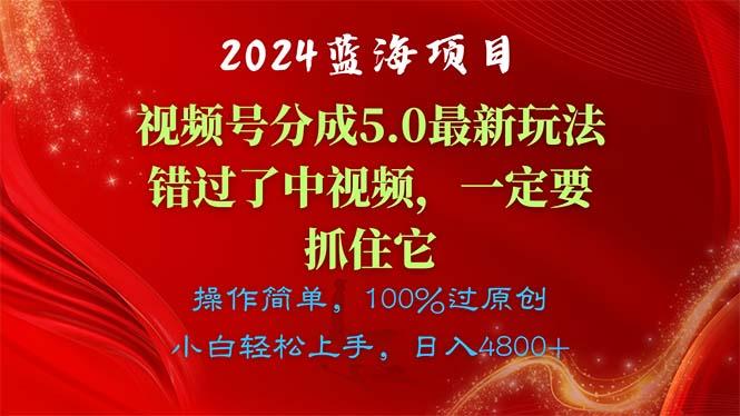 2024蓝海项目，视频号分成计划5.0最新玩法，错过了中视频，一定要抓住… - 识享社-识享社