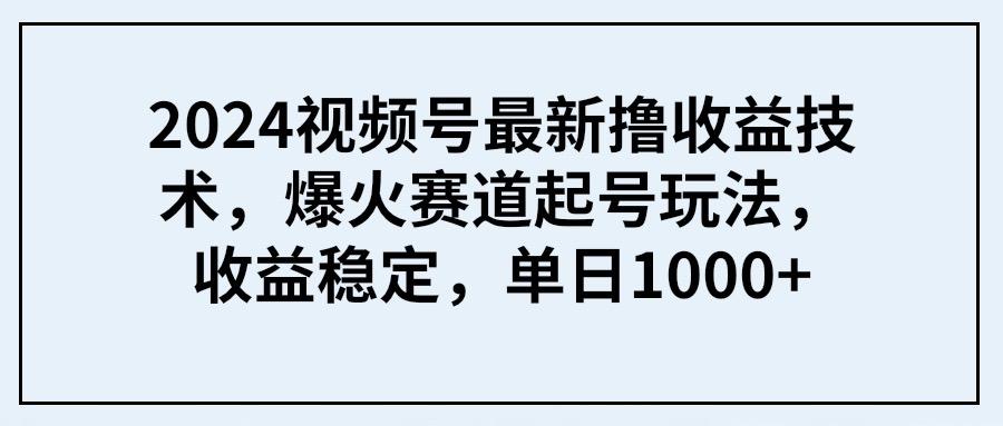 (9651期) 2024视频号最新撸收益技术，爆火赛道起号玩法，收益稳定，单日1000+ - 识享社-识享社