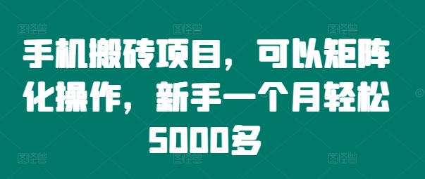 手机搬砖项目，可以矩阵化操作，新手一个月轻松5000多 - 识享社-识享社