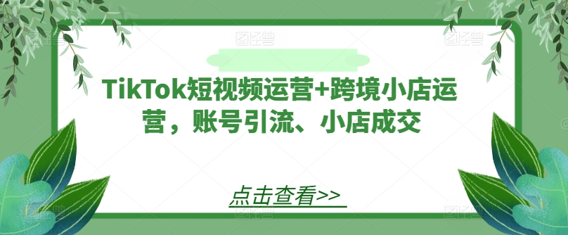 TikTok短视频运营+跨境小店运营，账号引流、小店成交 - 识享社-识享社