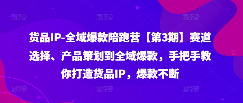货品IP全域爆款陪跑营【第3期】赛道选择、产品策划到全域爆款，手把手教你打造货品IP，爆款不断 - 识享社-识享社