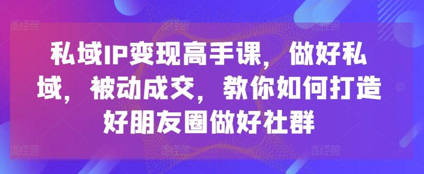 私域IP变现高手课，做好私域，被动成交，教你如何打造好朋友圈做好社群 - 识享社-识享社