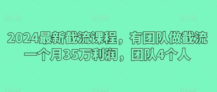 2024最新截流课程，有团队做截流一个月35万利润，团队4个人 - 识享社-识享社
