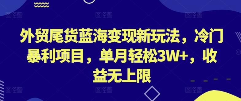 外贸尾货蓝海变现新玩法,冷门暴利项目,单月轻松3W+,收益无上限【揭秘】-识享社