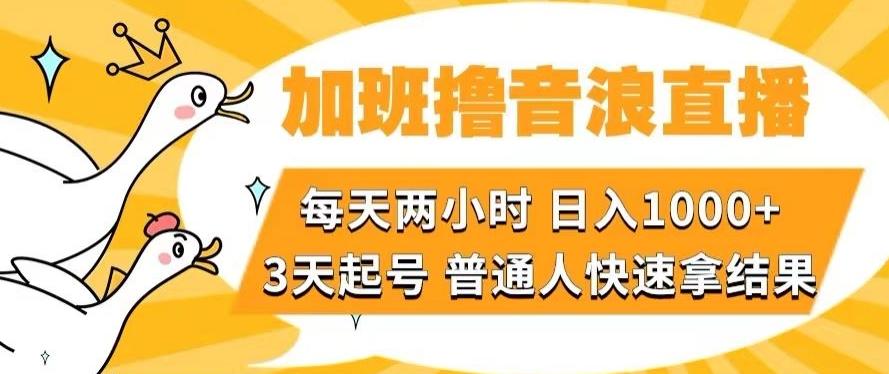 加班撸音浪直播,每天两小时,日入1000+,直播话术才3句,3天起号,普通人快速拿结果【揭秘】-识享社