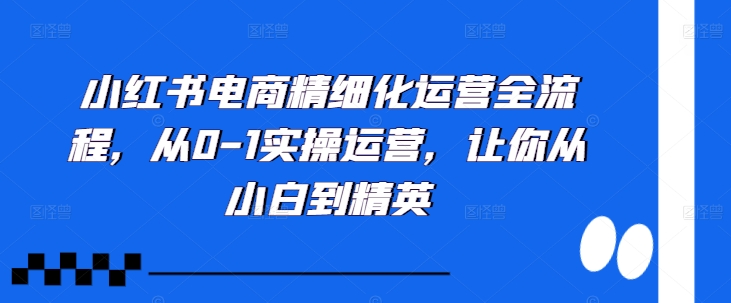 小红书电商精细化运营全流程，从0-1实操运营，让你从小白到精英 - 识享社-识享社