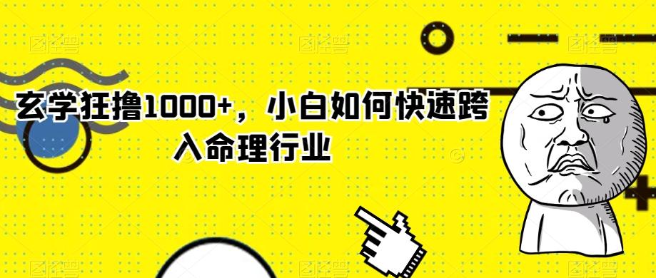 玄学狂撸1000+，小白如何快速跨入命理行业 - 识享社-识享社