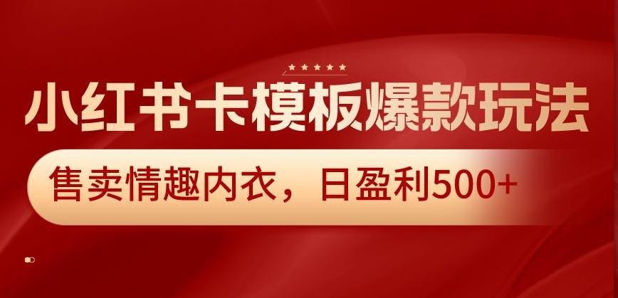 小红书卡模板爆款玩法，售卖情趣内衣，日盈利500+【揭秘】 - 识享社-识享社