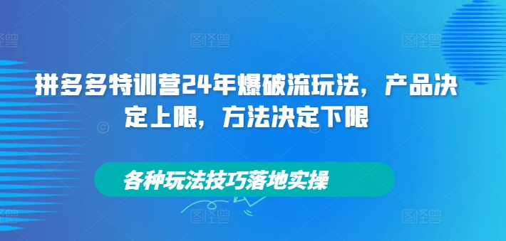 拼多多特训营24年爆破流玩法，产品决定上限，方法决定下限，各种玩法技巧落地实操 - 识享社-识享社