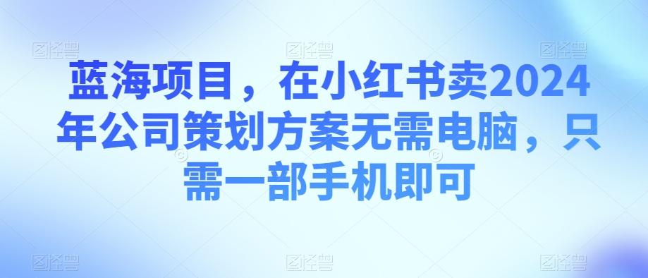 蓝海项目，在小红书卖2024年公司策划方案无需电脑，只需一部手机即可 - 识享社-识享社