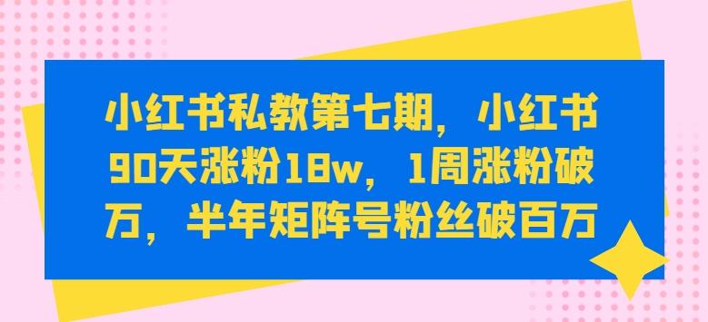 小红书私教第七期，小红书90天涨粉18w，1周涨粉破万，半年矩阵号粉丝破百万 - 识享社-识享社