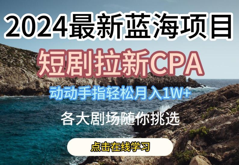 2024最新蓝海项日，短剧拉新CPA，动动手指轻松月入1W，全各大剧场随你挑选【揭秘】 - 识享社-识享社