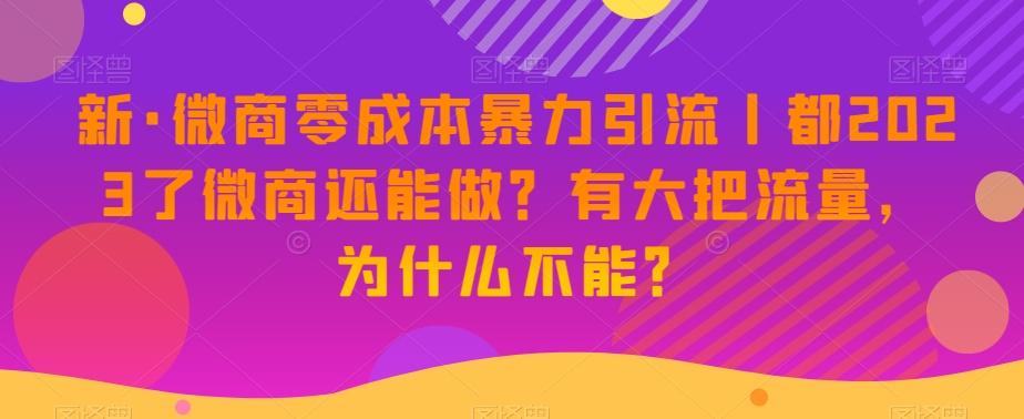 新·微商零成本暴力引流丨都2023了微商还能做？有大把流量，为什么不能？ - 识享社-识享社