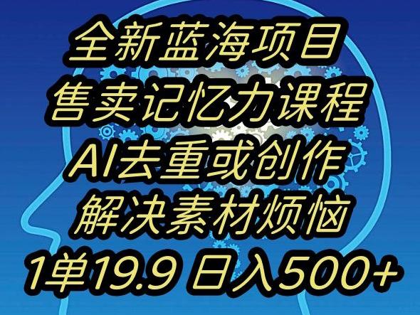 蓝海项目记忆力提升，AI去重，一单19.9日入500+【揭秘】 - 识享社-识享社