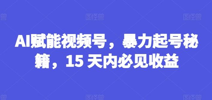 AI赋能视频号，暴力起号秘籍，15 天内必见收益【揭秘】 - 识享社-识享社