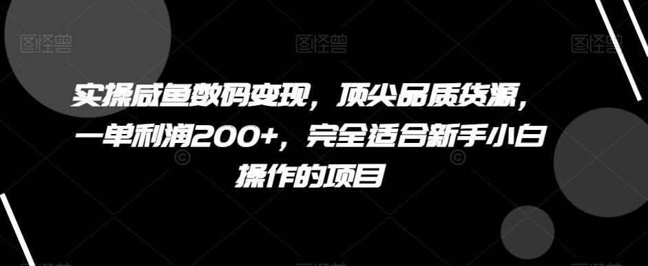 实操咸鱼数码变现，顶尖品质货源，一单利润200+，完全适合新手小白操作的项目【揭秘】 - 识享社-识享社