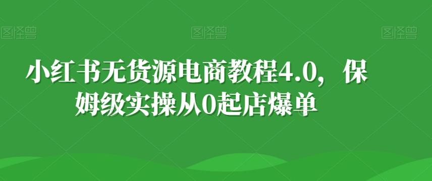 小红书无货源电商教程4.0，保姆级实操从0起店爆单【拆解】 - 识享社-识享社