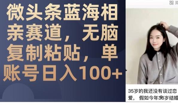 微头条蓝海相亲赛道,无脑复制粘贴,单账号日入100+-识享社