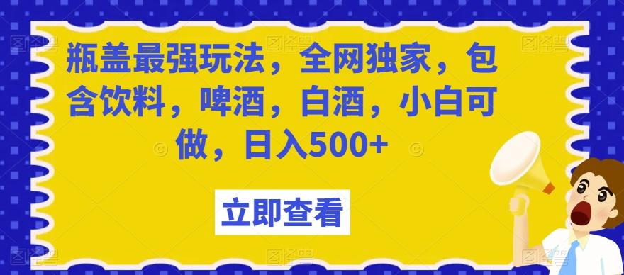 瓶盖最强玩法，全网独家，包含饮料，啤酒，白酒，小白可做，日入500+【揭秘】 - 识享社-识享社