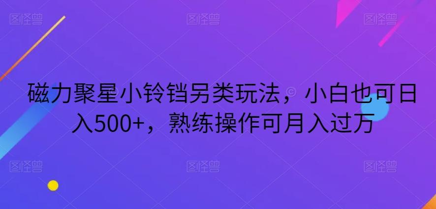 磁力聚星小铃铛另类玩法，小白也可日入500+，熟练操作可月入过万-识享社